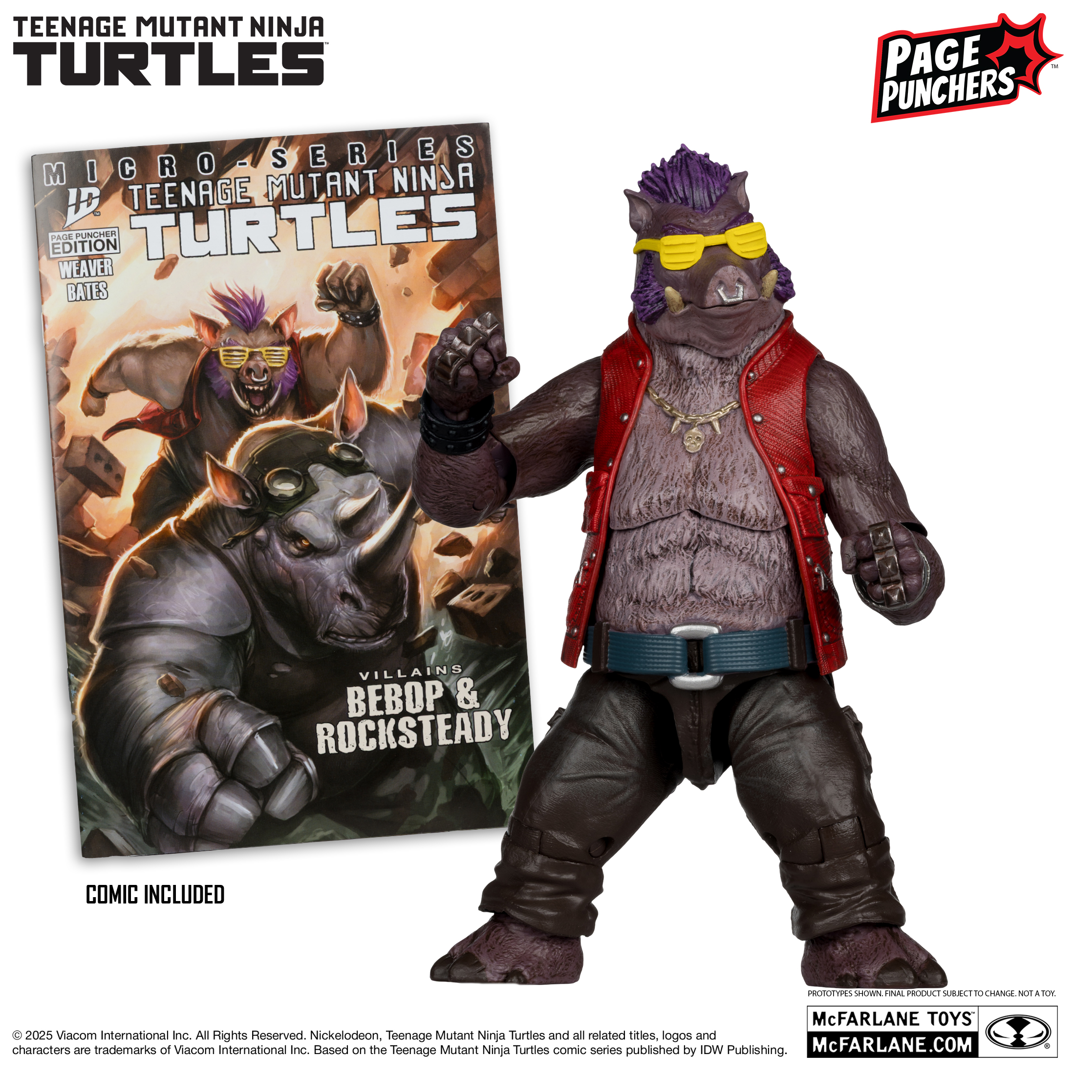 Teenage Mutant Ninja Turtles Page Punchers Bebop Action Figure with Comic - 5"